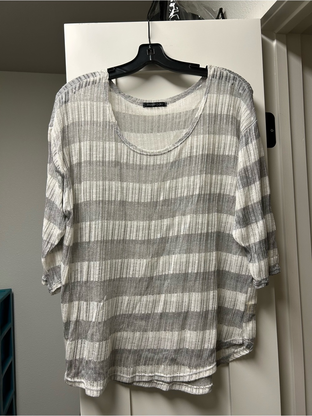 Papermoon Gray and White Striped Scoop Neck Tunic